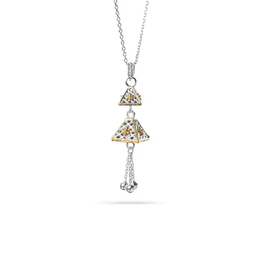 [H03586] قلادة نسائية عمانية - تصميم تقليدي، مطلية جزئيًا بالذهب (ON345)