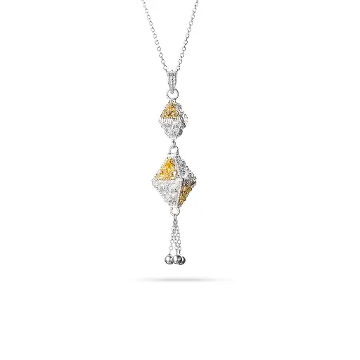 [H03588] Omani Silver Necklace, partially gold plated (ON347)