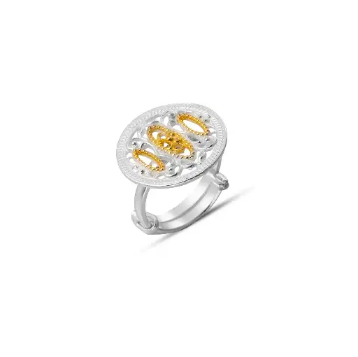 [H01460] Omani Silver Ring, partially gold plated (OR104)