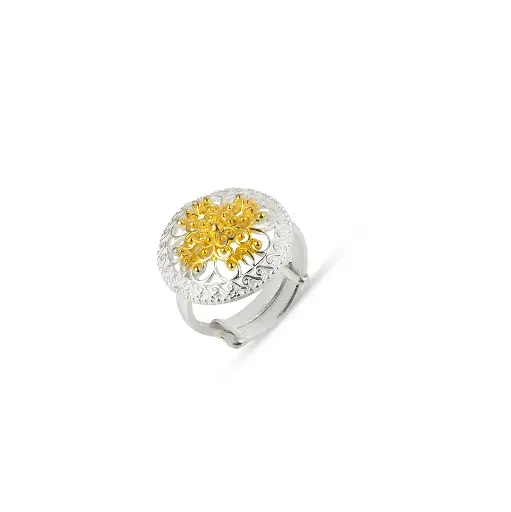 [p8390] Omani Silver Ring, partialy gold plated  (OR57)