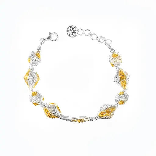 [p7159] Omani Silver Teembe Bangle , partially gold plated (OTB125)