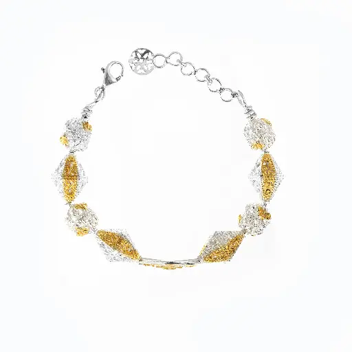 [p6705] Omani Silver Teembe Bangle , partially gold plated (OTB133)