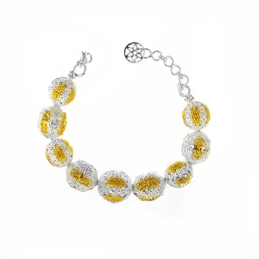[p9347] Omani Silver Teembe Bangle, partially gold plated (OTB83)