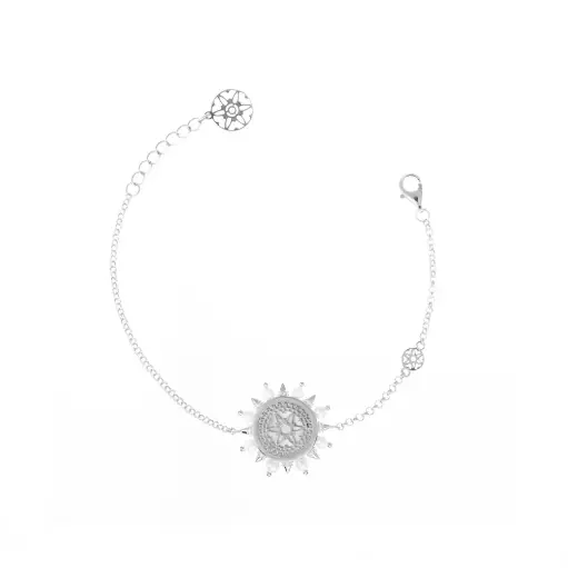 [p2963] Spiky's Silver Bracelet With Pearl (SPC20)