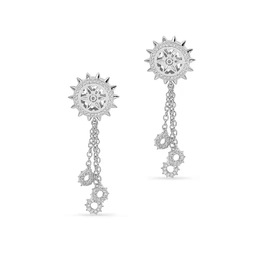 [p0092] Spiky's Silver Earring with drops(SPC6)
