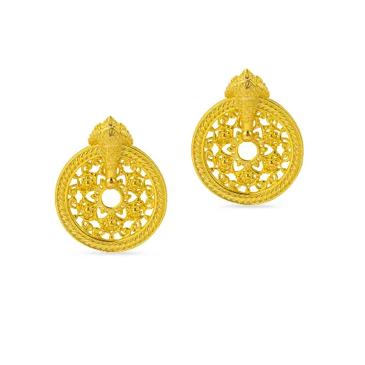 [p2642] Sumood's Gold-Plated Silver Earring (SC13)