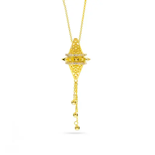 [p7411] Zayan's Gold-Plated Silver Necklace with drops - Small (ZC16)