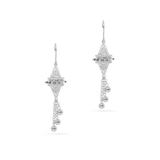 [p9747] Zayan's Silver Earring with Drops (ZC49)