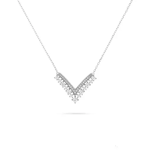 [p5667] Zircon Silver Choker 